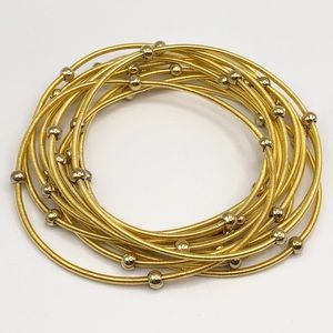 NEW PIANO WIRE 12 STACK GOLD BRACELET SET